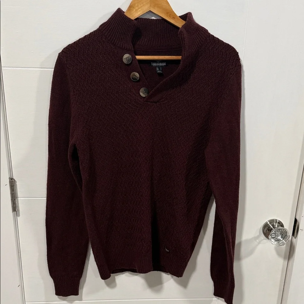 Threadbare Men’s Burgundy Cowl Neck Sweater
